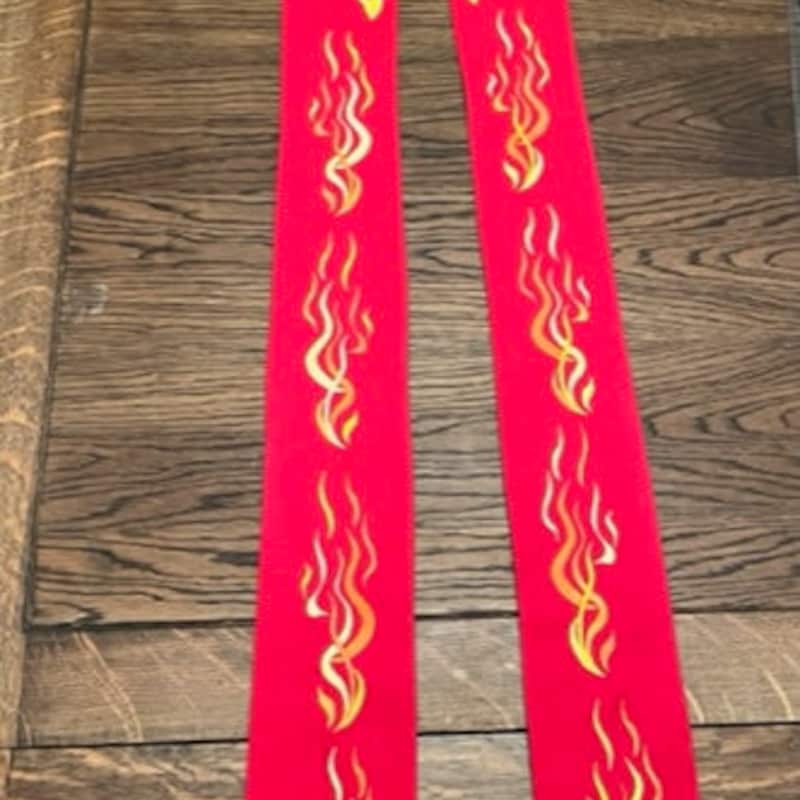 Embroidered Pentecost Stole: Red Clergy Vestment with Flames