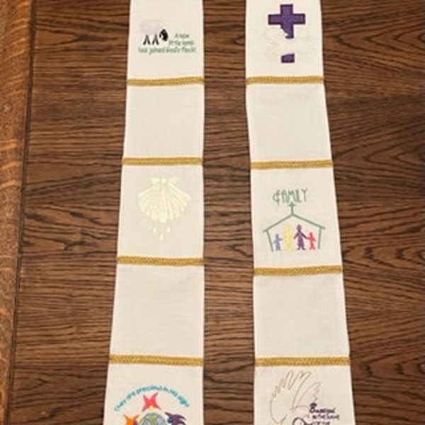 BAPTISM STOLE ...Custom designed stole for priests or pastors...let's personalize!