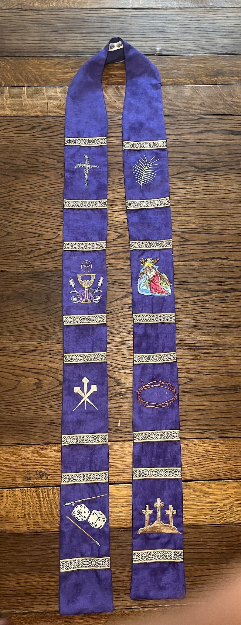 Embroidered Purple Lenten Stole - Clergy Vestment Gift