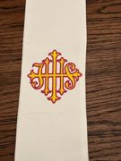 White Clergy Stole with Gold IHS Christogram — view 2