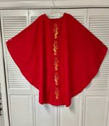 Embroidered Pentecost Stole: Red Clergy Vestment with Flames — view 2